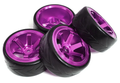 6 Spoke Complete Wheel & Tire Set (4) for Drift Racing (O.D.=62mm) C31347PURPLE New Item