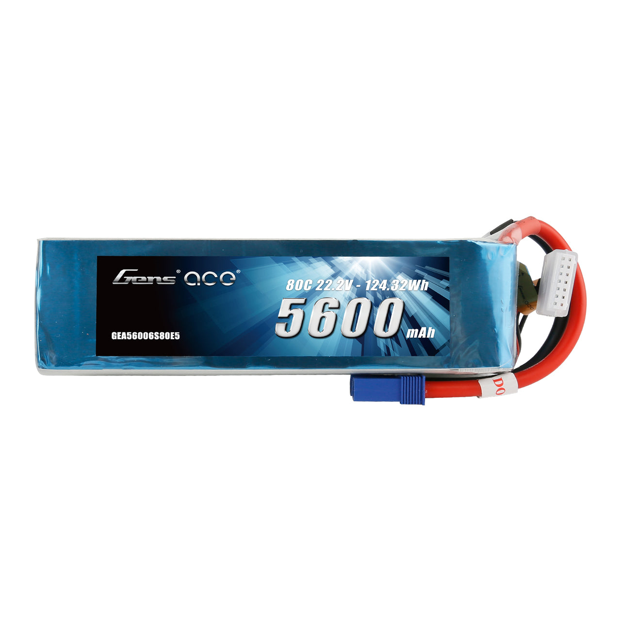 Gens Ace 22.2V 80C 6S 5600mah Lipo Battery Pack With EC5 Plug