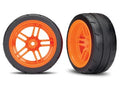 Tires and wheels, assembled, glued (split-spoke orange wheels, 1.9' Response tires) (extra wide, rear) (2) (VXL rated)