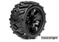 Morph 1/10 Stadium Truck Tires, Mounted on Black Wheels, 1/2 Offset, 12mm Hex (1 pair)