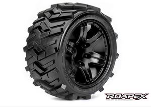 Morph 1/10 Stadium Truck Tires, Mounted on Black Wheels, 1/2 Offset, 12mm Hex (1 pair)