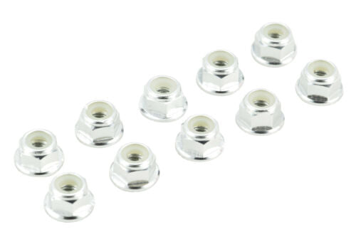 Apex RC Products Silver 4mm Aluminum Serrated Nylon Locknut Wheel Nut Set #9805