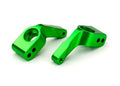 Stub axle carriers, Rustler/Stampede/Bandit (2), 6061-T6 aluminum (green-anodized)/ 5x11mm ball bearings (4)