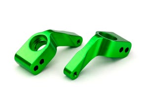 Stub axle carriers, Rustler/Stampede/Bandit (2), 6061-T6 aluminum (green-anodized)/ 5x11mm ball bearings (4)