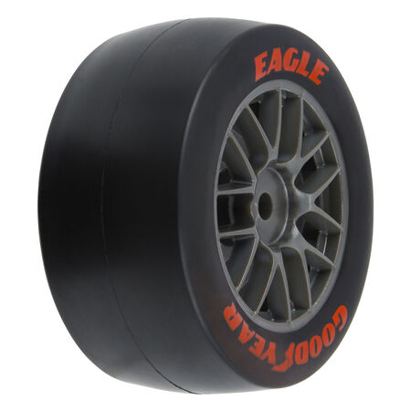 1/12 Goodyear Eagle Option Tire F/R MTD Gray Wheels (4): Losi NASCAR