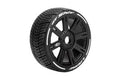 MFT GT-Shiv 1/8 GT Tires, 17mm Hex, Soft, Mounted on Black Spoke Rim, Front/Rear (2)