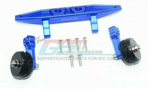 GPM RACING TRAXXAS RUSTLER 4X4 BLUE ALUMINUM ADJUSTABLE WHEELIE BAR RUS4040R-B