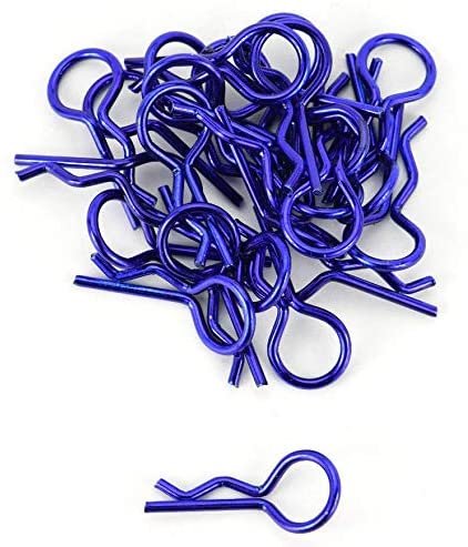 Apex RC Products BLUE 1/10 Large Bent RC Anodized Body Clips - 25pcs #4031BL