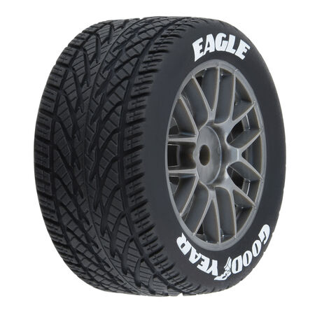 1/12 Goodyear Eagle Wet Tire F/R MTD Gray Wheels (4): Losi NASCAR