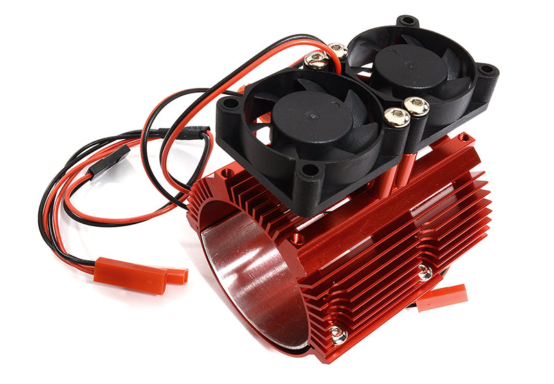 Motor Heatsink+Twin Cooling Fan for Traxxas Summit & E-Revo (Motor: 41-43mm OD) C30115RED