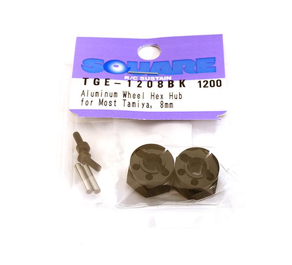 Square R/C Aluminum Wheel Hex Hub for Most Tamiya, 8mm (Black)