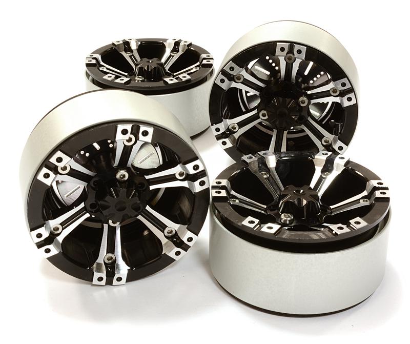 1.9 Size Billet Machined Alloy 6D Spoke Wheel(4)High Mass Type for Scale Crawler C26616BLACK