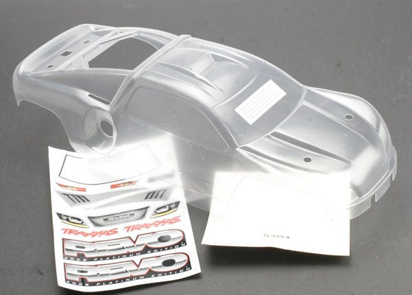 Body, Revo® (Platinum Edition) (clear, requires painting)/decal sheet