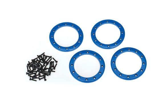 Beadlock rings, blue (2.2') (aluminum) (4)/ 2x10 CS (48)