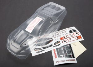 Body, 1/16 E-Revo (clear, requires painting)/ grille and lights decal sheet