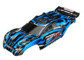 Body, Rustler 4X4, blue/ window, grille, lights decal sheet (assembled with front & rear body mounts and rear body support for clipless mounting)
