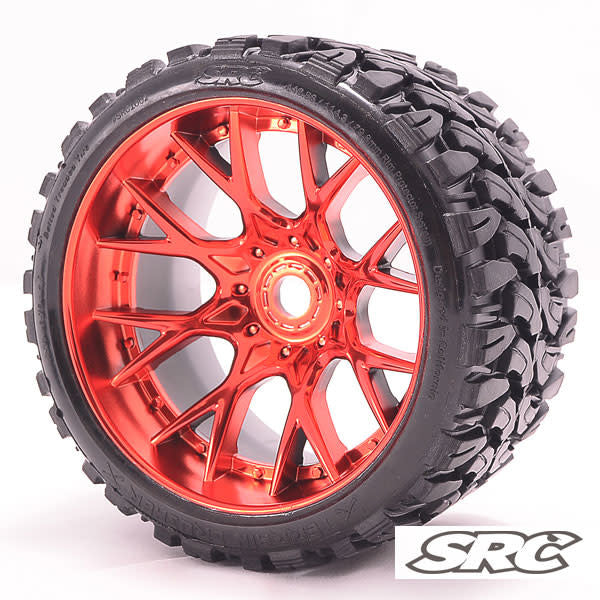 SRC0002RC 1/2 O/S Ter Crusher Off RD Belted Tire RED Wheel