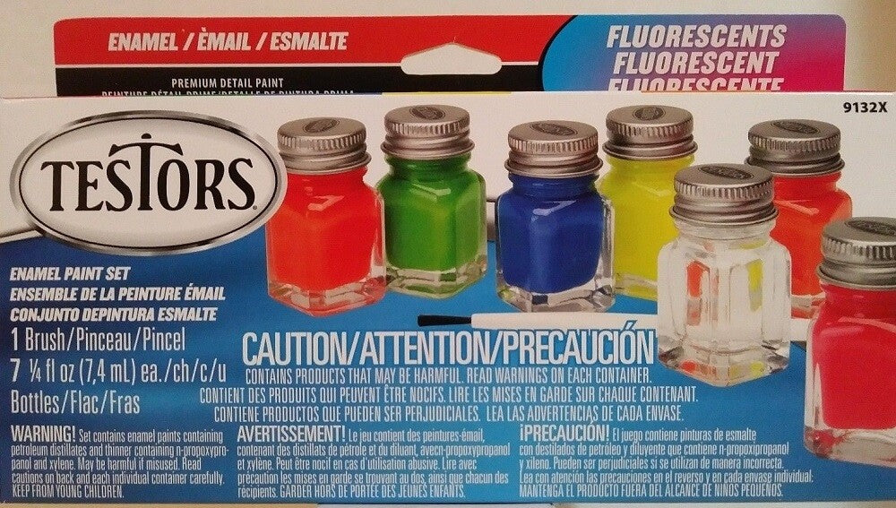 Fluorescent Enamel Paint Set (6 Colors & Thinner)