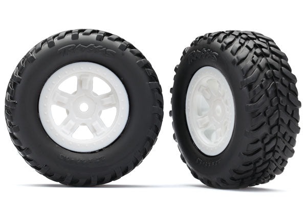 Tires and wheels, assembled, glued (SCT white wheels, SCT off-road racing tires) (1 each, right & left)