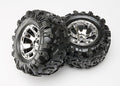 5673 - Tires & wheels, assembled, glued (Geode chrome wheels, Canyon AT tires, foam inserts) (2) (use with 17mm splined wheel hubs & nuts, part #5353X & beadlock-style sidewall protectors, part #5665, 5666, 5667)