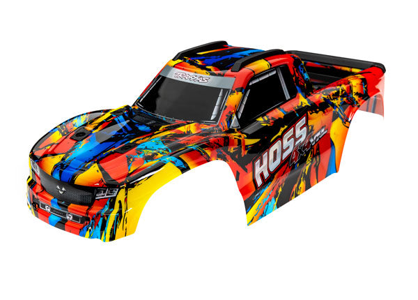 Body, Hoss® 4X4 VXL, Solar Flare (painted, decals applied) (assembled with front & rear body mounts and rear body support for clipless mounting)