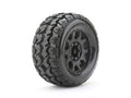 JKO1801CBMSGBB2  1/8 MT 3.8 Tomahawk Tires Mounted on Black Claw Rims, Medium Soft, Belted, 17mm 1/2" Offset (2)
