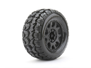JKO1801CBMSGBB2  1/8 MT 3.8 Tomahawk Tires Mounted on Black Claw Rims, Medium Soft, Belted, 17mm 1/2" Offset (2)