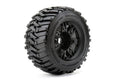 Morph 1/8 Monster Truck Tires Mounted on Black Wheels, 1/2" Offset, 17mm Hex (1 pair)