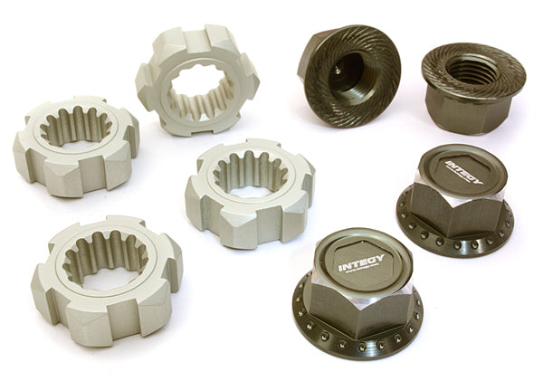 BILLET MACHINED 24MM WHEEL ADAPTERS & 17MM WHEEL NUTS FOR TRAXXAS X-MAXX 4X4 C27147GUN