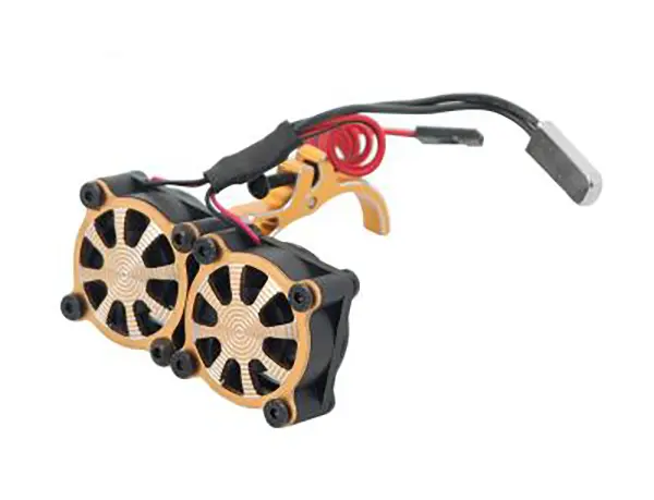 Alloy Mount + Thermo Controlled Twin Cooling Fan for Motor 36mm O.D. C30123GOLD