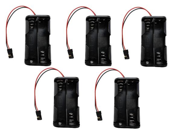 Apex RC Products 4 Cell AA Battery Holder W/ JR Style Connector Receiver Battery Pack - 5 Pack