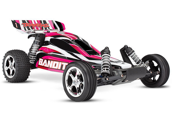 Bandit: 1/10 Scale Off-Road Buggy. Ready-To-Race with TQ 2.4 radio system and XL-5 E.S.C. (fwd/rev). Includes: 7-Cell NiMH 3000mAh Traxxas® battery